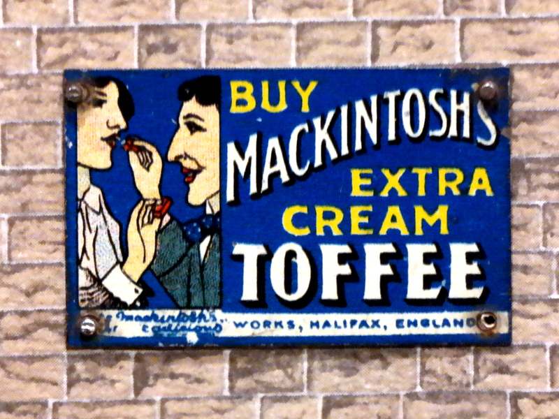 File:Mackintoshs Toffee, enamelled tinplate miniature poster.jpg