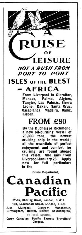 1928: "A cruise of leisure, not a rush from port to port"