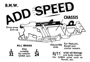 1966: "ADD SPEED", BMW Models brass slotcar chassis