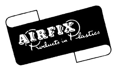 1950s: The Airfix "Products in Plastics" logo in use in the 1950s, often in dark blue (see, e.g., the "Cutty Sark" kit packaging opposite). Airfix were at this point still pitching themselves as a more general-purpose plastic goods company.