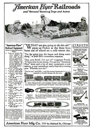 1924: "American Flyer" advert, including Structo ready-made toys.
