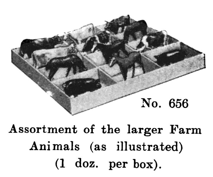 File:Assortment of larger Farm Animals, Britains Farm 656 (BritCat 1940).jpg