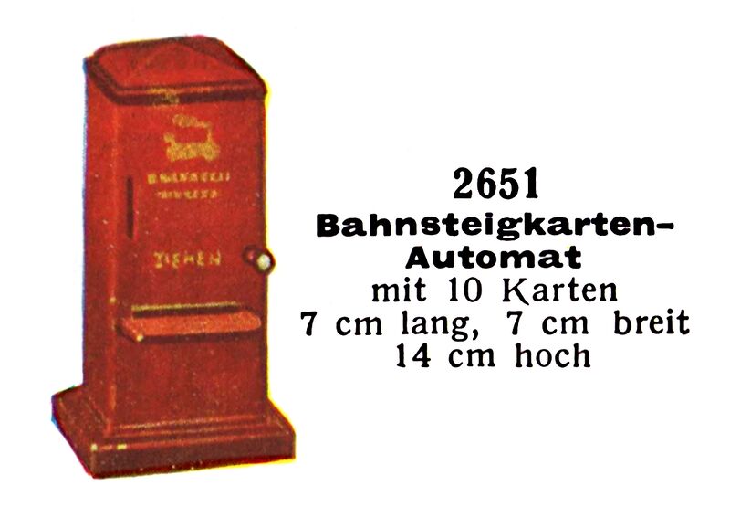 File:Bahnsteigkarten-Automat - Railway Ticket Dispenser, Märklin 2651 (MarklinCat 1931).jpg