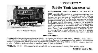 Bassett-Lowke Ltd. gauge 1 0-4-0 Peckett saddle-tank model