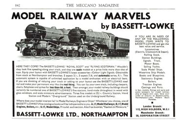 Bassett-Lowke advert showing "Royal Scot" and "Flying Scotsman" models