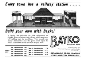 1959: Bayko: "Every town has a railway station ... build your own with Bayko!"