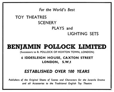 1956: advert, Benjamin Pollock (London) Ltd.