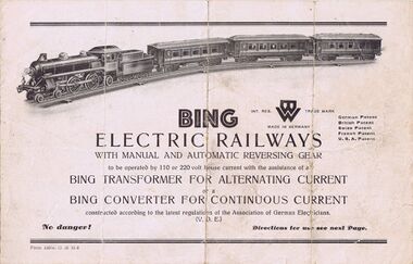 Bing Electric Railways. "No Danger!"