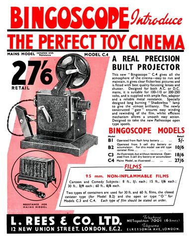1939: "Bingoscope Introduce The Perfect Toy Cinema"