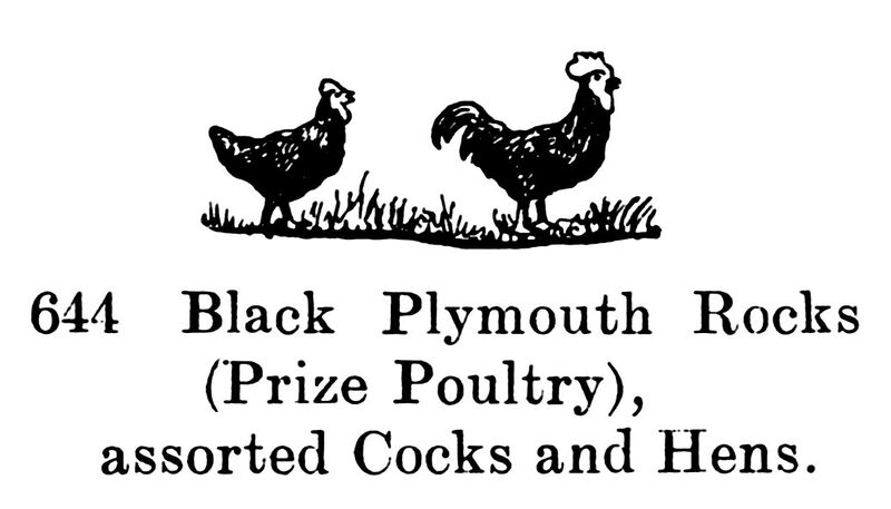File:Black Plymouth Rocks (Prize Poultry) Cocks and Hens, Britains Farm 644 (BritCat 1940).jpg