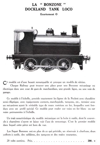 "Bonzone" Peckett 0-6-0 locomotive, French catalogue circa 1933
