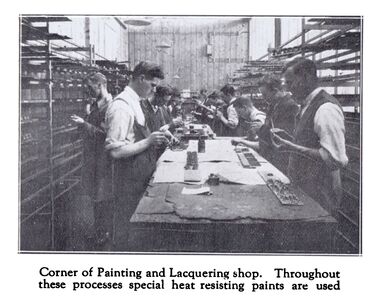~1931: "Corner of Painting and Lacquering Shop. Throughout these processes special heat resisting paints are used."