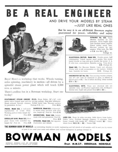 1934: Be a Real Engineer, Bowman Models