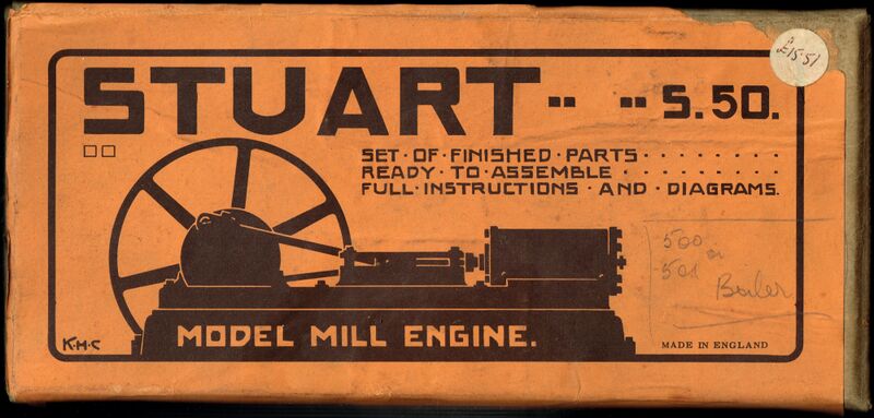 File:Box lid artwork, Stuart Turner live steam Model Mill Engine set of parts (Stuart S50).jpg