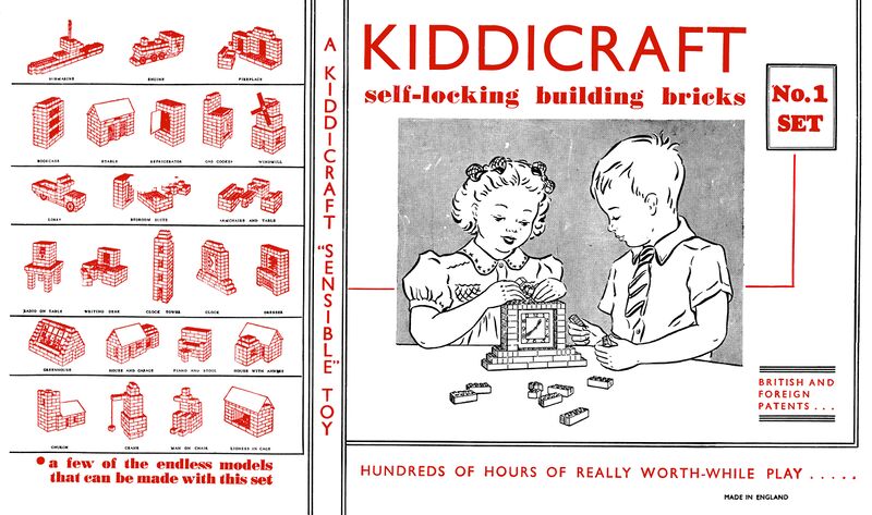 File:Box lid label, Kiddicraft Self-Locking Building Bricks, No1 Set (~1947).jpg