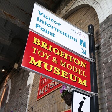 Brighton Toy and Model Museum's external "Visitor Information Point" signage