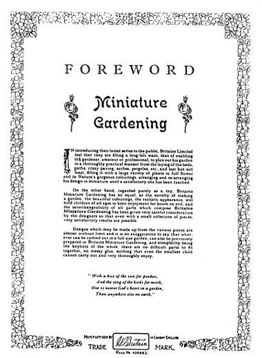 Foreword to "Britain's Miniature Gardening", catalogue page