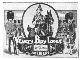 ~1940: "Every boy loves Britains Toy Soldiers", point-of-sale advertising