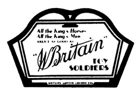 "All the King's Horses and all the King's Men aren't as good as W. Britain's Toy Soldiers", point-of-sale advertising circa 1940. There were six different cards in this series, including cards for Britains Farm, Zoo, etc.