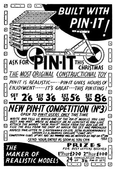 1932: "Build it with Pin-It", Hobbies Weekly