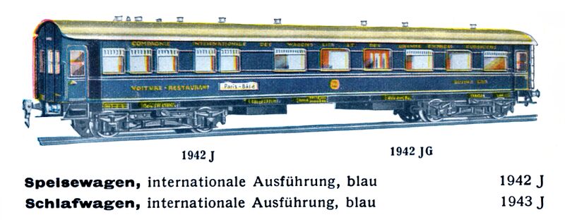 File:CIWL Speisewagen und Schlafwagen - Dining Car and Sleeping Car, blue, 40cm, Märklin 1942-J 1943-J (MarklinCat 1939).jpg