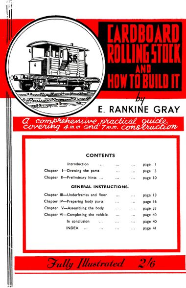 Front cover of Gray's "Cardboard Rolling Stock and How To Build It" (1944-), edition unidentified