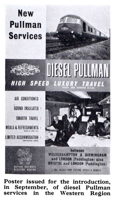 1960: "New Pullman Services, Diesel Pullman, High Speed Luxury Travel", poster