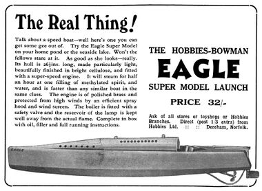 1930: "The Real Thing", Eagle Super Motor Launch, Hobbies Weekly