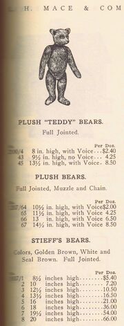 1907 advert, with an image that may or may not be one of the early Steiff bears