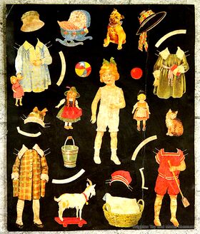 An early cutout paper dolls sheet, probably Victorian