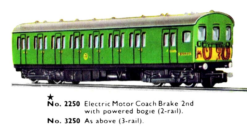 File:Electric Motor Coach Brake Second Class with powered bogie S65326, Hornby-Dublo 2250 3250 (DubloCat 1963).jpg