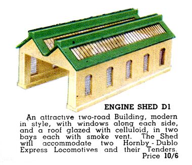 1939 image of the early wooden Hornby-Dublo Engine Shed