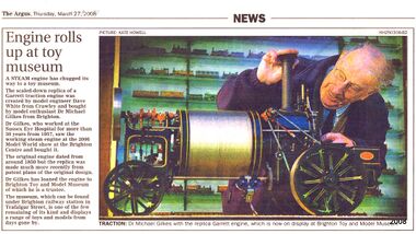 March 2008: "Engine rolls up at Toy Museum", The Argus