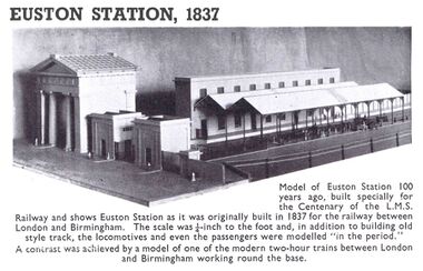 1937: A 1:48-scale model of Euston Station as it was in 1837, displayed as part of the station's centenary celebrations in 1937
