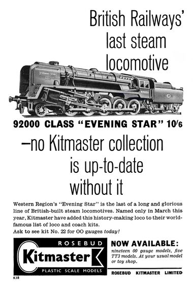 1960 December: Kitmaster's last advert in Meccano Magazine, showing the Evening Star kit for the second time