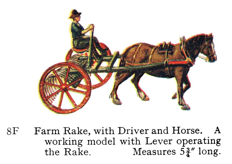 File:Farm Rake, with Driver and Horse, Britains Farm 8F (Britains 1958).jpg