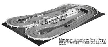 1966: a compact two-foot-by-four-foot layout, showing off the advantage of Formula 152's smaller-than Scalextric 1:52 scale