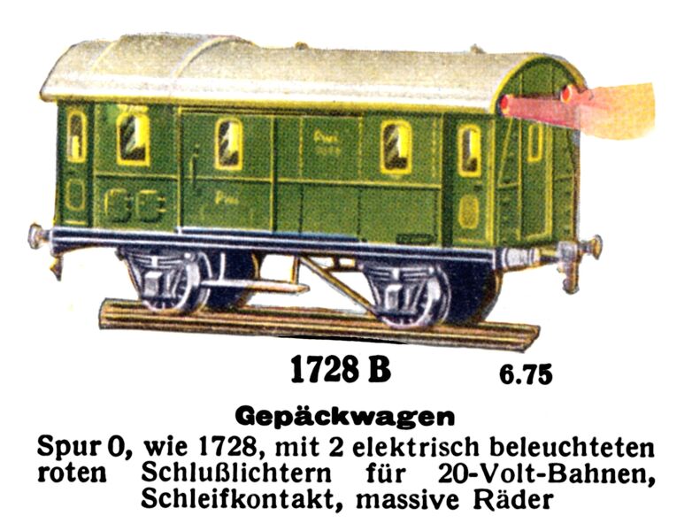 File:Gepäckwagen - Baggage Car with Lights, green, Märklin 1728-B (MarklinCat 1939).jpg