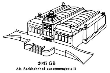 1931: Großstadt-Bahnhof-Anlage, Leipzig City Station Complex (including station canopies), Märklin 2037 GB, configured as a terminus station
