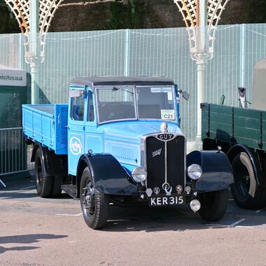 Guy lorry with "Indian Chief" radiator ornament, Brighton HCVS rally, Madeira Drive 2019