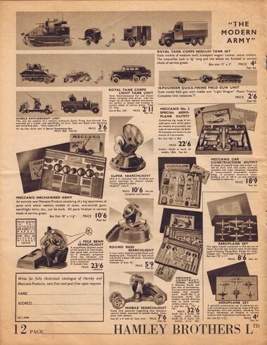 1939: page from the Hamleys catalogue