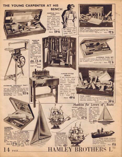 File:Hamleys 1939 catalogue, page14, Carpentry and Boats (HamleyCat 1939).jpg