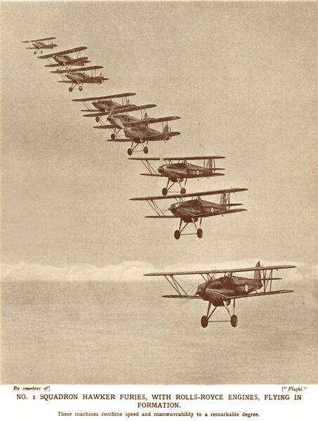File:Hawker Fury formation, RAF No1 Squadron (WBoA 8ed 1934).jpg