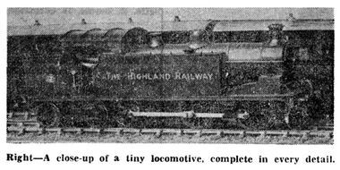 "The Highland Railway", locomotive model built by Sir Eric Hutchison, Sunday Mail