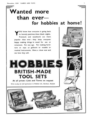 1939: Hobbies British-made Tool Sets
