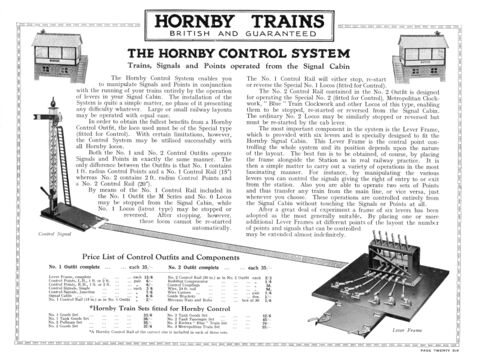 Full-page article on the Hornby Control system, from the Hornby Book of Trains, 1927