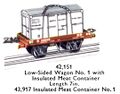 Hornby Low-Sided Wagon No1 (with Insulated Meat Container 43,917) 42,151 (MCat 1956).jpg