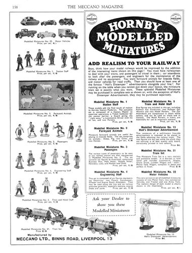Hornby Modelled Miniatures advert, 1934