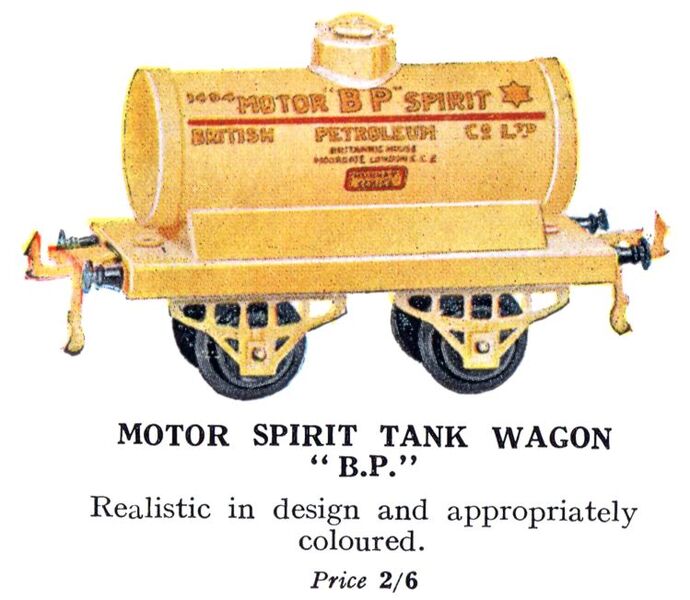 File:Hornby Motor Spirit Tank Wagon 'BP' (1927 HBoT).jpg