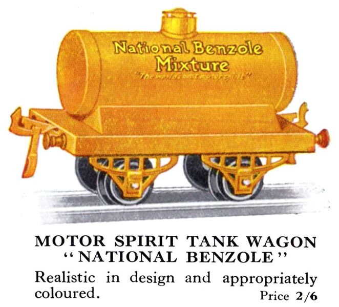 File:Hornby Motor Spirit Tank Wagon 'National Benzole' (1928 HBoT).jpg